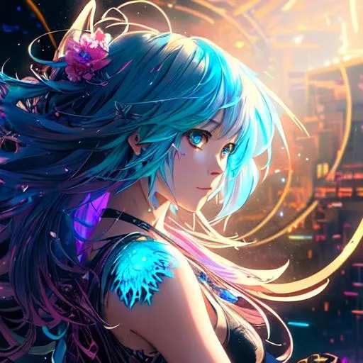 Prompt: shoulder length messy hair , happy, Full body, Beautiful anime waifu style girl, hyperdetailed painting, luminism, art by Carne Griffiths and Wadim Kashin concept art, 4k resolution, fractal isometrics details bioluminescence , 3d render, octane render, intricately detailed , cinematic, trending on artstation Isometric Centered hyperrealistic cover photo awesome full color, hand drawn , gritty, realistic mucha , hit definition , cinematic, on paper, ethereal background, abstract beauty,stand, approaching perfection, pure form, golden ratio, minimalistic, unfinished, concept art, by Brian Froud and Carne Griffiths and Wadim Kashin and John William Waterhouse, intricate details, 8k post production, high resolution, hyperdetailed, trending on artstation, sharp focus, studio photo, intricate details, highly detailed, by greg rutkowski