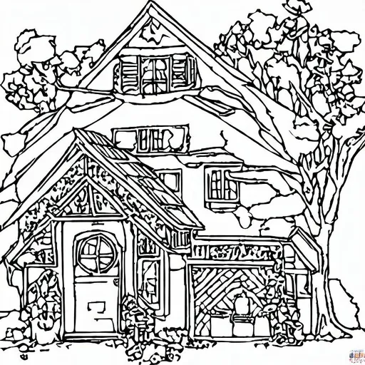 Prompt: coloring page home