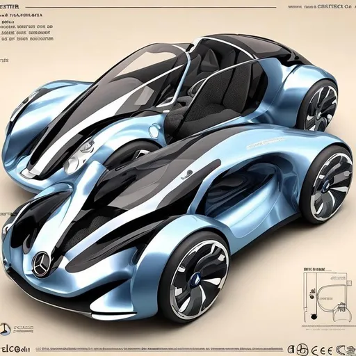 Prompt:  golden ratio design electrical  compact concept car 2 seater for the year 2030 by Mercedes Benz and BMW 