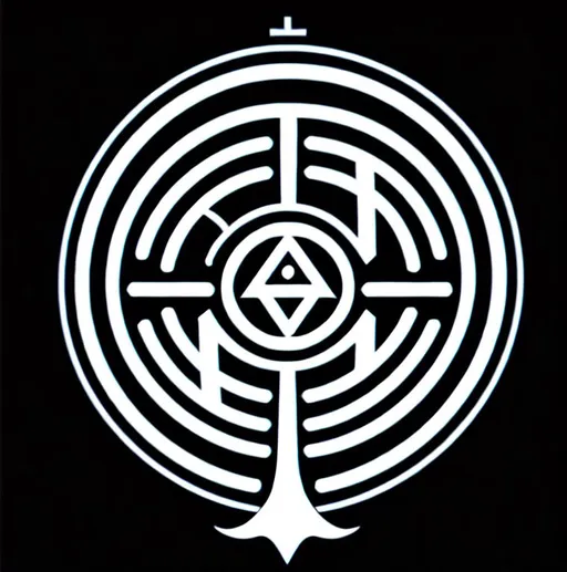 Prompt: black and white, text, magic rune. clean lines, HD, custom, symbol