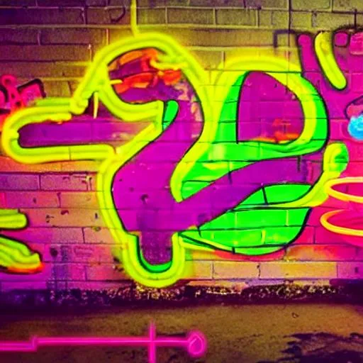 Prompt: A neon happy graffiti cat ultra realistic