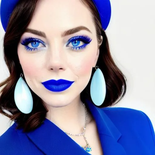 Prompt: Natalie Portman and Emma Stone in war room, blue lipstick, candy pleasant face, blue eyes, white eyeshadow, Sugar Hat, Decagon Earrings. Blue heart necklace, Rifles, Neutral color scheme, ultradetailed, 8k resolution, perfect, smooth, high quality, shiny. 