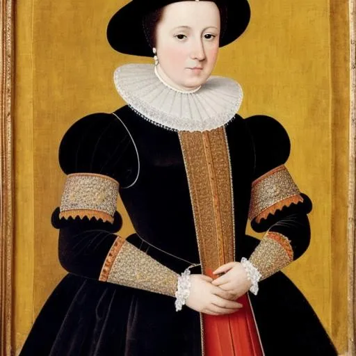 Prompt: portrait of a 16th-century lady-in-waiting