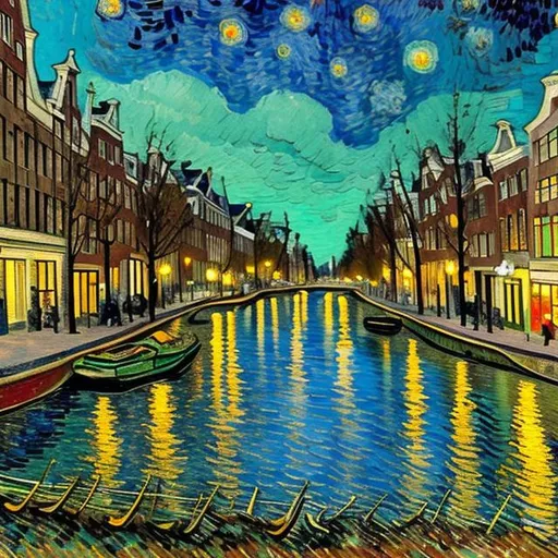 Van Gogh painting of Amsterdam channels