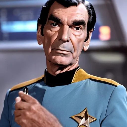 Prompt: Martin Landau in a Starfleet uniform
