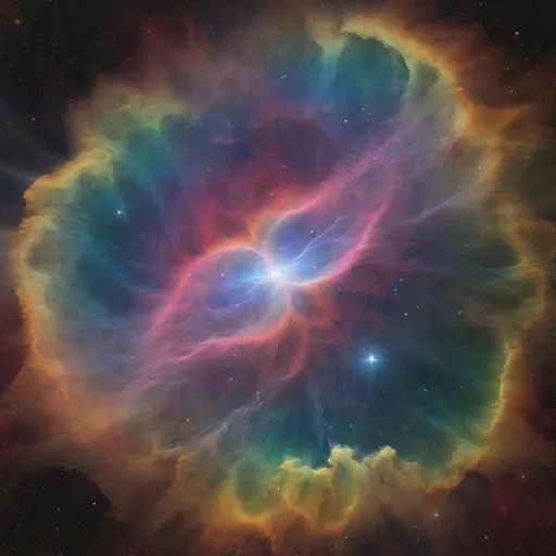 Prompt: A very detailed rainbow nebula
