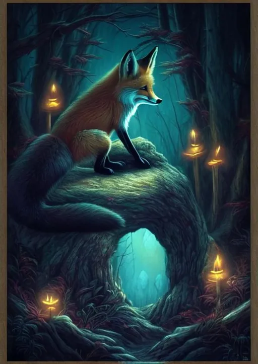Prompt: A fox in a Spiritual Forest