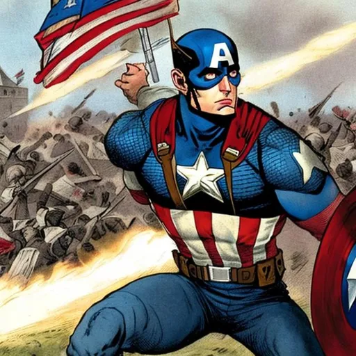 Prompt: Captain America during the Revolutionary War 


