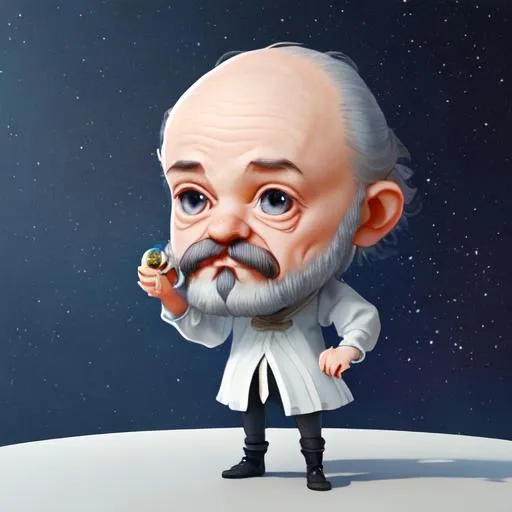 Prompt: Cute and adorable Galileo Galilei mode caricature male from European Scientist, fantasy, dreamlike, surrealism, super cute, trending on artstation , standing on stage, side profile, caricature, chibi, kawaii,3d rendering, octane rendering, volumetric light