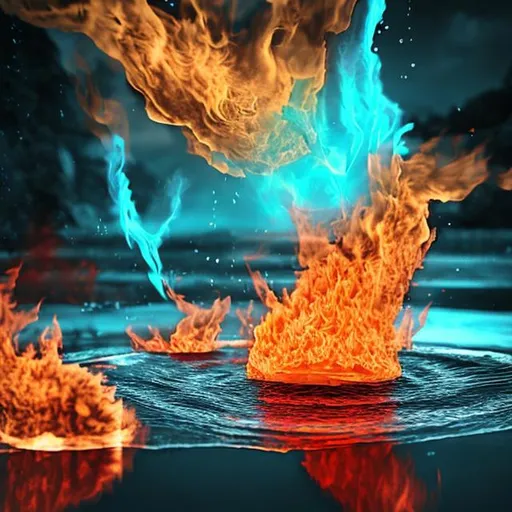 Prompt: An alternate reality, water on fire