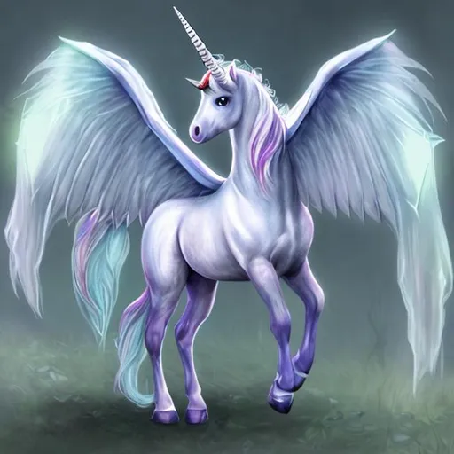 Prompt: Realistic Unicorn batwings pony hybrid 