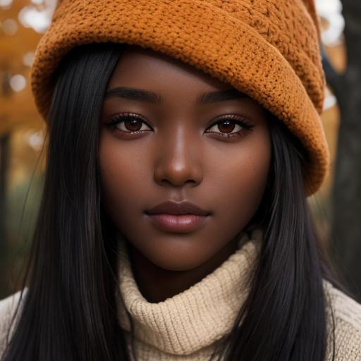 Woman With Dark Skin Warm Autumn Colors Facial Clo