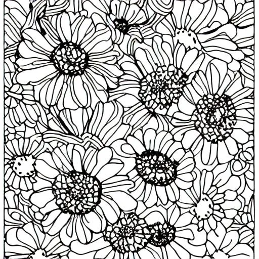 Prompt: coloring page flowers