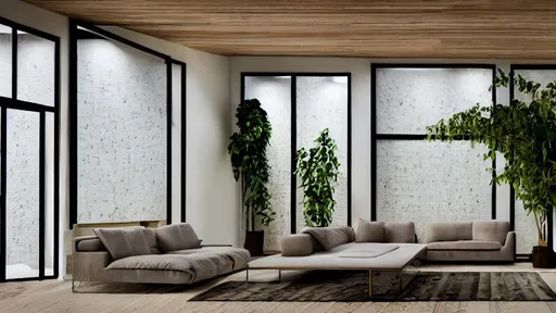 Prompt: Cinematic  photo of the Interior of a modern contemporary rustic house,persian architecture, salvatore dali, minimal,brick and wood,glass,color, plants, pavimento, accent lighting, orthogonal, octane rendering,ar 16:9