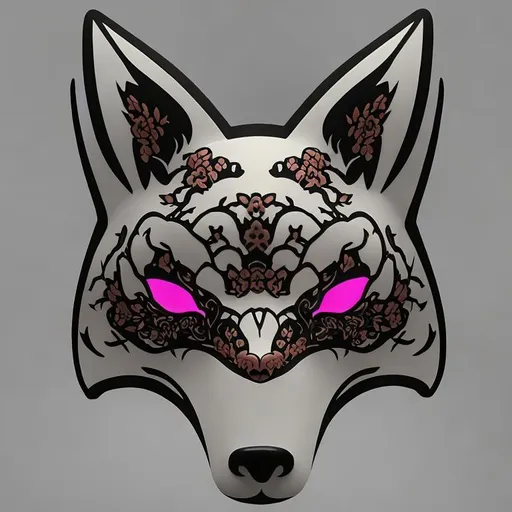 Prompt: show me a beautiful intricate traditional japanese kitsune fox mask with a highly detailed sakura tree, 64k, UHD,