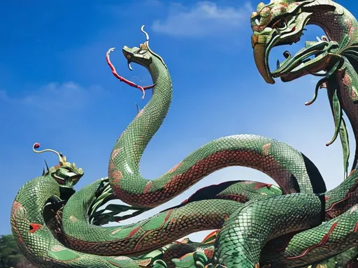 Prompt: green Serpent thai art