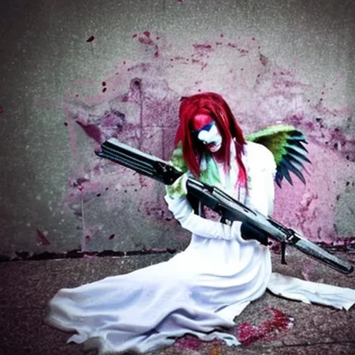 Prompt: zombie angel suicide attempt