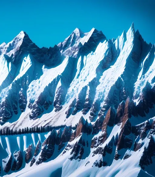 Prompt:  A majestic mountain range with snow-capped peaks