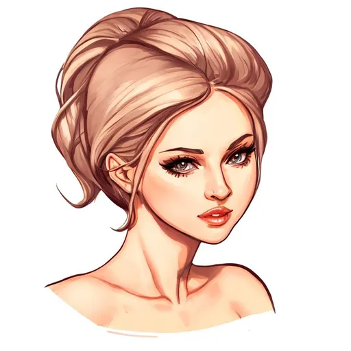 Beautiful woman cartoon portrait | OpenArt