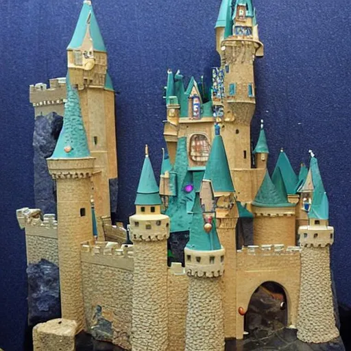 Prompt: Life size castle made from gemstones