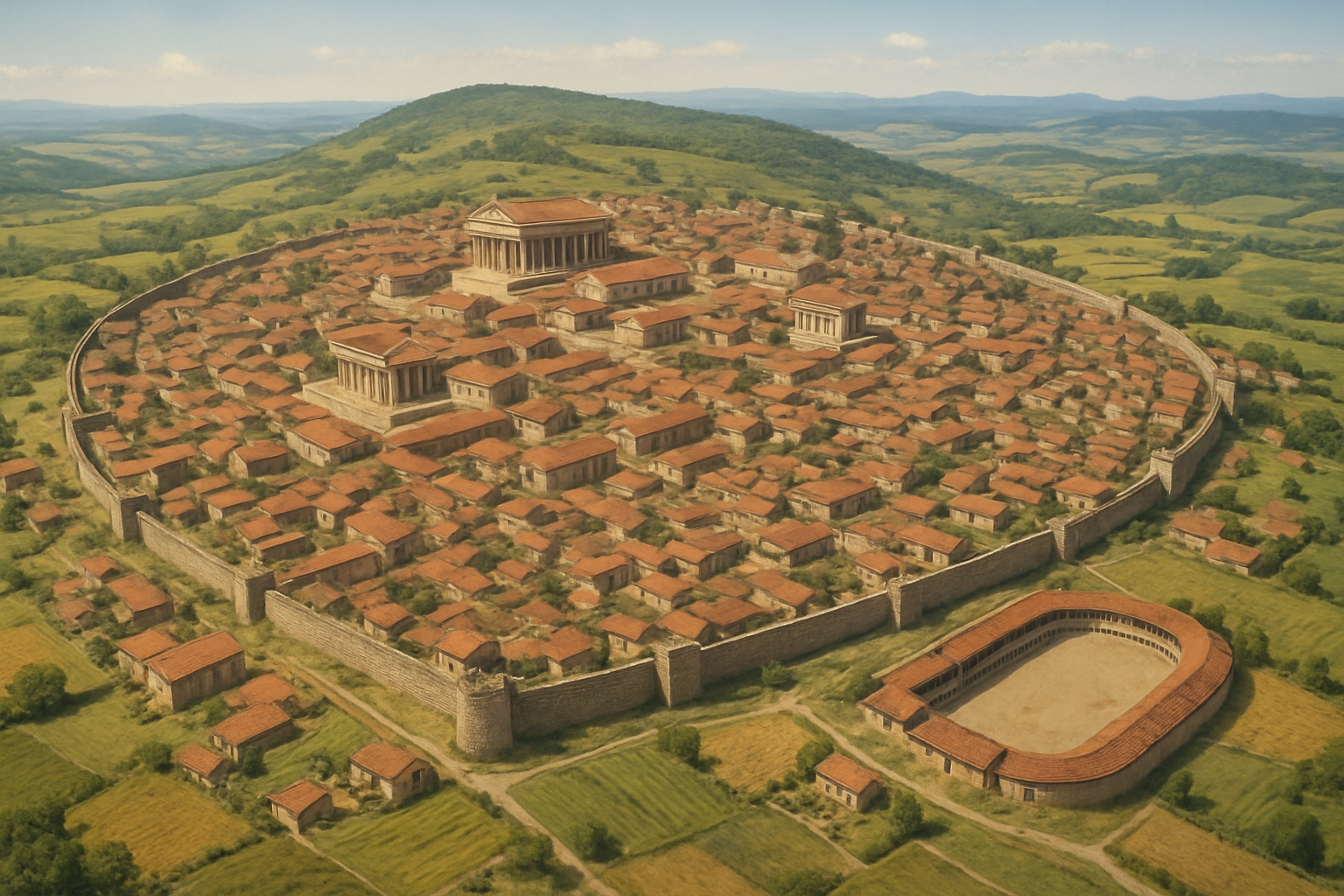 The ancient city of Alesia, no destroyed buildings,...