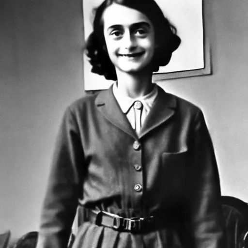 Prompt: anne frank wearing a 1943 german uniform