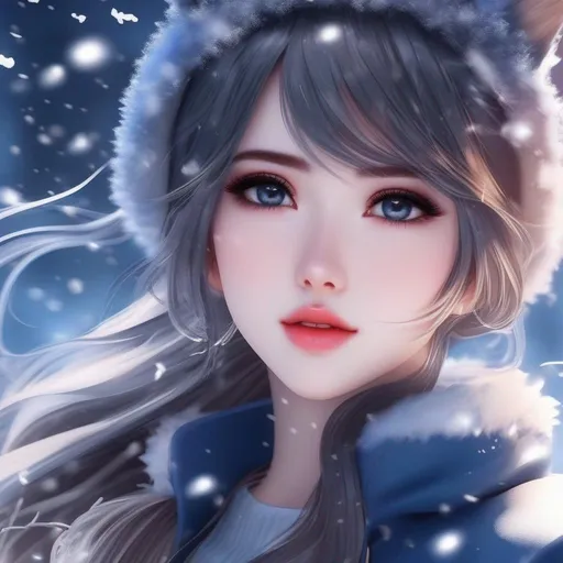 Prompt: 3d anime woman and beautiful pretty art 4k full raw HD snow