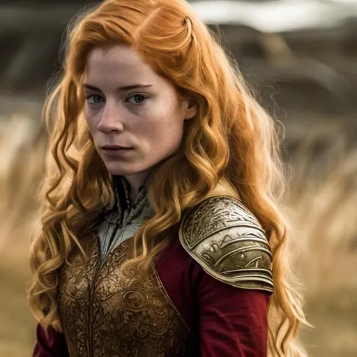Prompt: blonde, reddish-haired, Lannister, family, Lysa Tully, kids