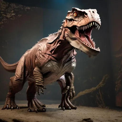 Prompt: Roaring Tyrannosaurus Rex stood upright