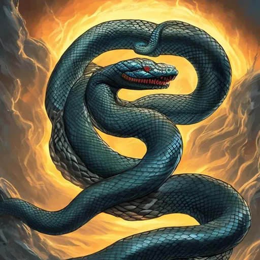 Prompt: snake of Midgard Jormungandr