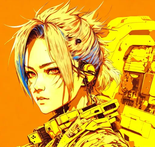 Prompt: (((Yoji Shinkawa))), sticker of an ultra-detailed portrait of female, high-quality cell-shaded illustration in post-apocalyptic style by Yoji Shinkawa, ((full body)), blue hair, dynamic pose, cyberpunk eye visor, perfect anatomy, freedom, soul, approach to perfection, cell shading, 4k, cinematic, dramatic atmosphere, watercolor painting, global illumination, detailed and intricate environment, wartorn background, concept art, fluid and sharp focus, volumetric lighting, cinematic lighting, Art by Yoji Shinkawa,