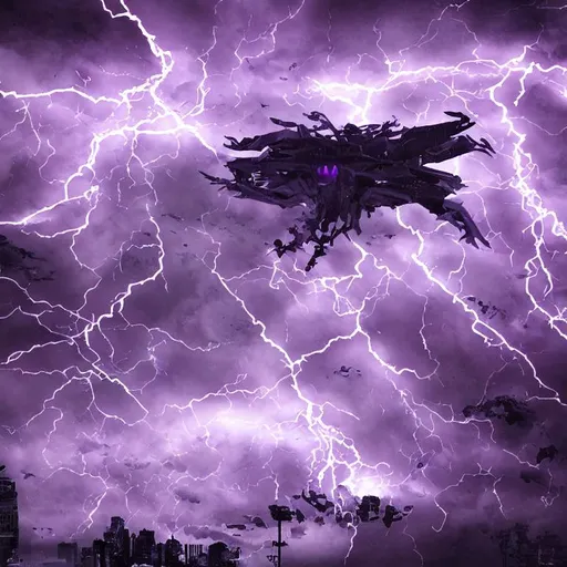 Prompt: digital dark  cuberpunk purple storm