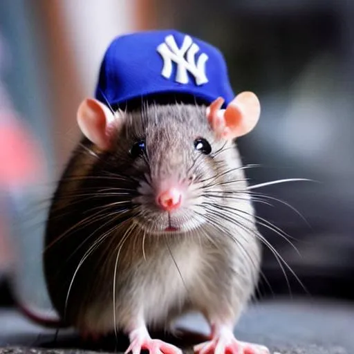 Prompt: Rat in new york city wearing chain and yankee cap