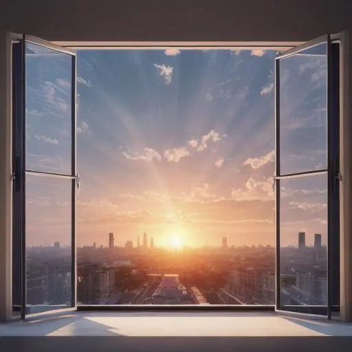 Prompt: ground view city windows shatter sunset, cinematic look, rule of thirds, rays of sun shining, unreal engine render 3d rendering, redshift, 8k, --ar 16:9 --quality 2 --v 3 --s 6000