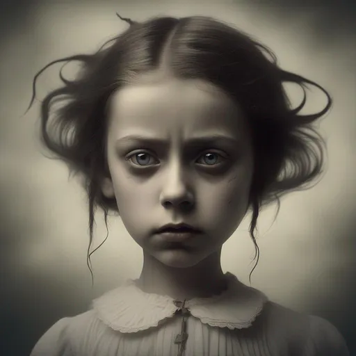 Creepy and strange 1900s-style photo portrait of a b... | OpenArt