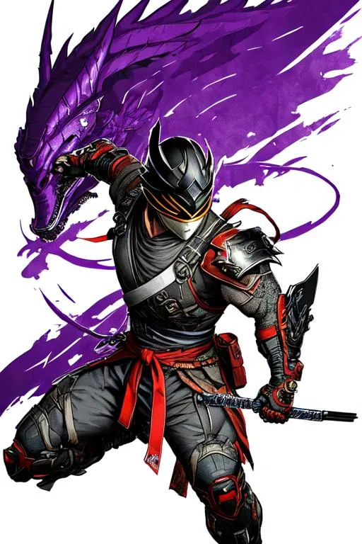 Prompt: Genshin Impact Art(((Yoji Shinkawa))), sticker of ultra detailed portrait of Ryu Hayabusa from Ninja Gaiden, costume in purple. high quality cell shaded illustration in post apocalyptic style by Yoji Shinkawa, ((full body)), dynamic pose, perfect anatomy, centered, freedom, soul, silver , approach to perfection, cell shading, 4k , cinematic dramatic atmosphere, watercolor painting, global illumination, detailed and intricate environment, artstation, concept art, fluid and sharp focus, volumetric lighting, cinematic lighting, Art by Yoji Shinkawa,