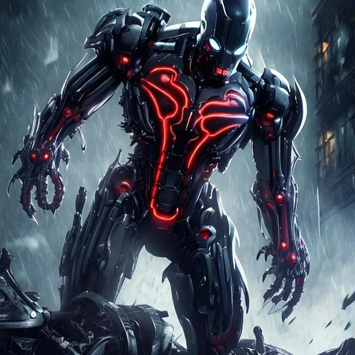 Prompt: Arkham Knight as Ultron