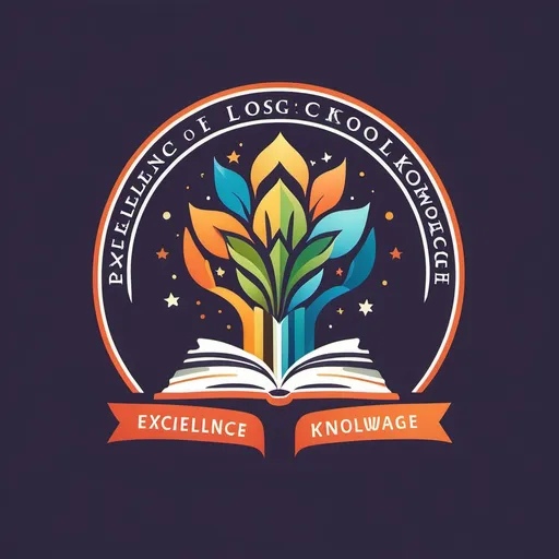 Prompt: Um logotipo de uma escola do ensino primário o nome da escola é "excelência do saber" que que seja colorido com uma combinação de cores agradáveis claras e semiescuras, com um livro como insignia