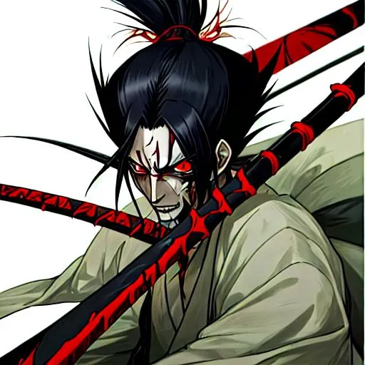 Prompt: Kenpachi Zaraki, detailed, black hair, eye scar