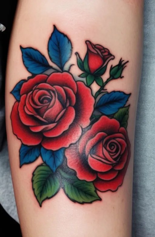 3. Traditional American Rose Tattoos with a Modern Twist
