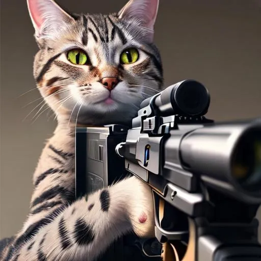 funny cat with sniper