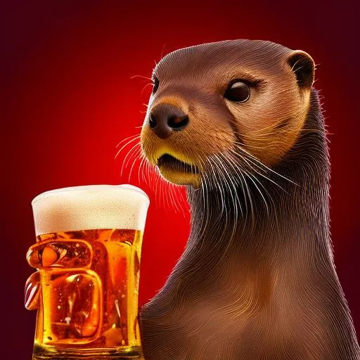 Prompt: Super cute brown otter, holding a beer, amazing colors, 3d blender render, pop surrealism, physically based rendering, square image, hyperdetailed