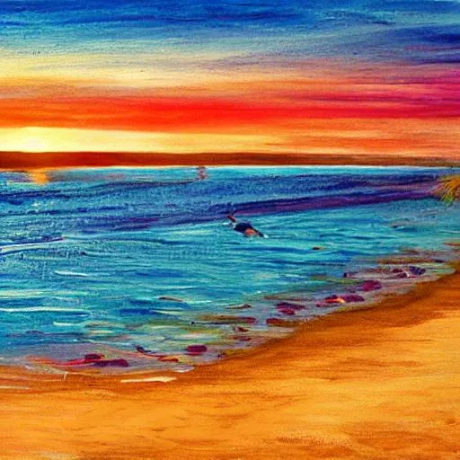 Prompt: Sunset beach
