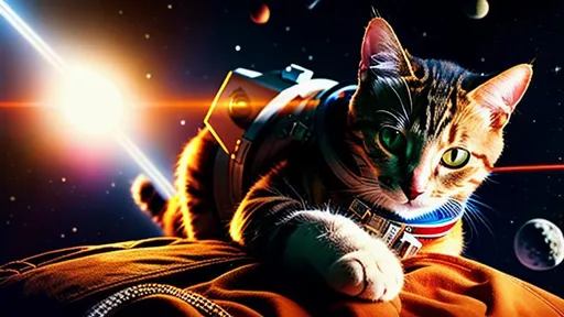 Prompt: Cat Astronaut, In space, 8K resolution, dynamic lighting, Photorealistic, twilight, Space, Spacescape, spacecore