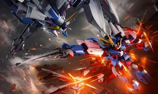 in the city, gundam battle, Lightning element, war,...