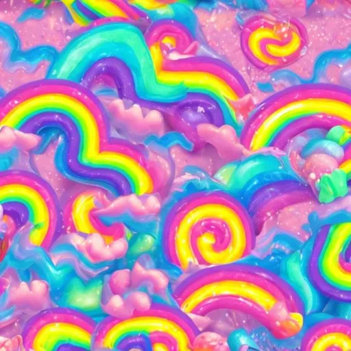 Prompt: Pastel candy in the style of Lisa frank