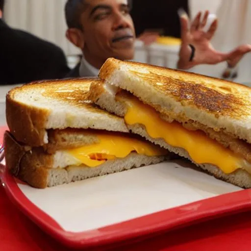 Prompt: Grilled Cheese Obama Sandwhich