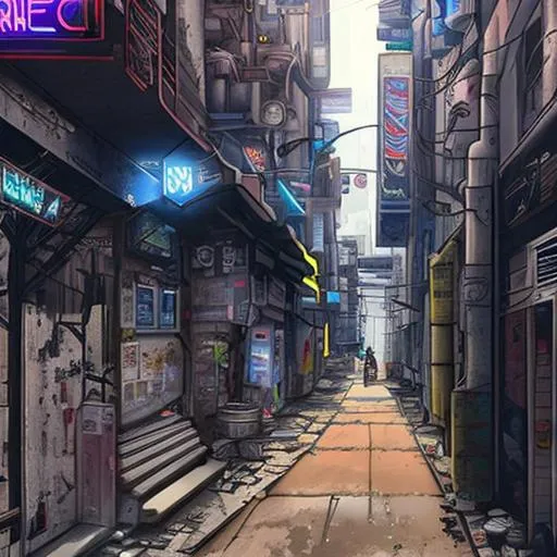 Prompt: cyberpunk back alley