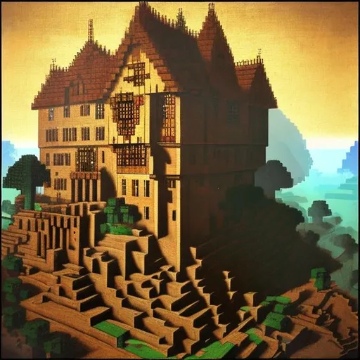 Prompt: Minecraft painting by da Vinci