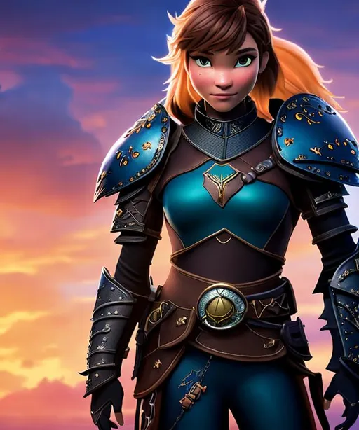 Prompt: Please produce a Astrid Offerson from How to Train Your Dragon, photo session, attractive, blonde hair, (((full body visible))), looking at viewer, portrait, photography, detailed skin, realistic, photo-realistic, 8k, highly detailed, full length frame, High detail RAW color art, piercing, diffused soft lighting, shallow depth of field, sharp focus, hyperrealism, cinematic lighting